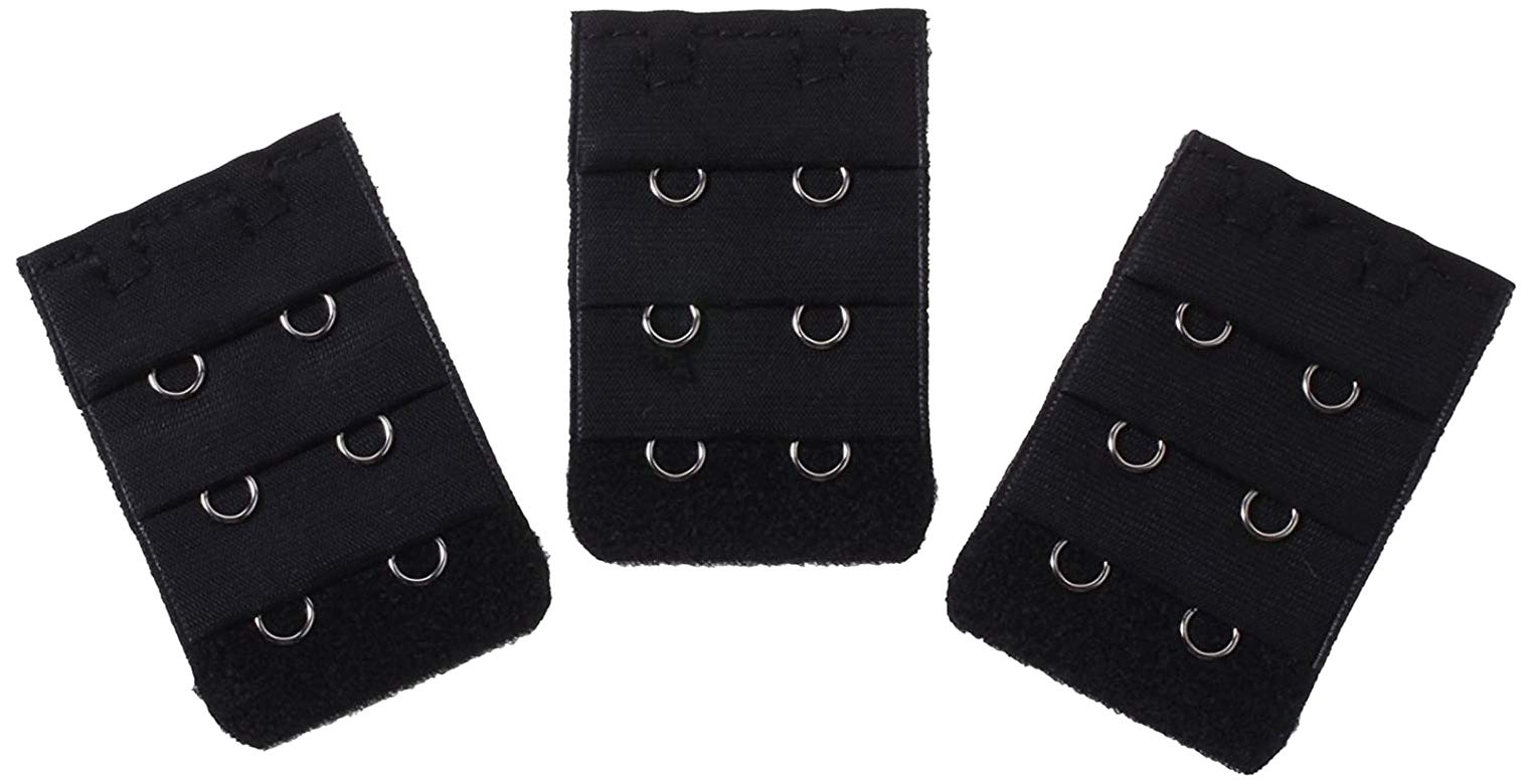 Celldeal Women's Black 3 X Bra Extender, 2 Hook, Bra Extension Strap Underwear Strapless