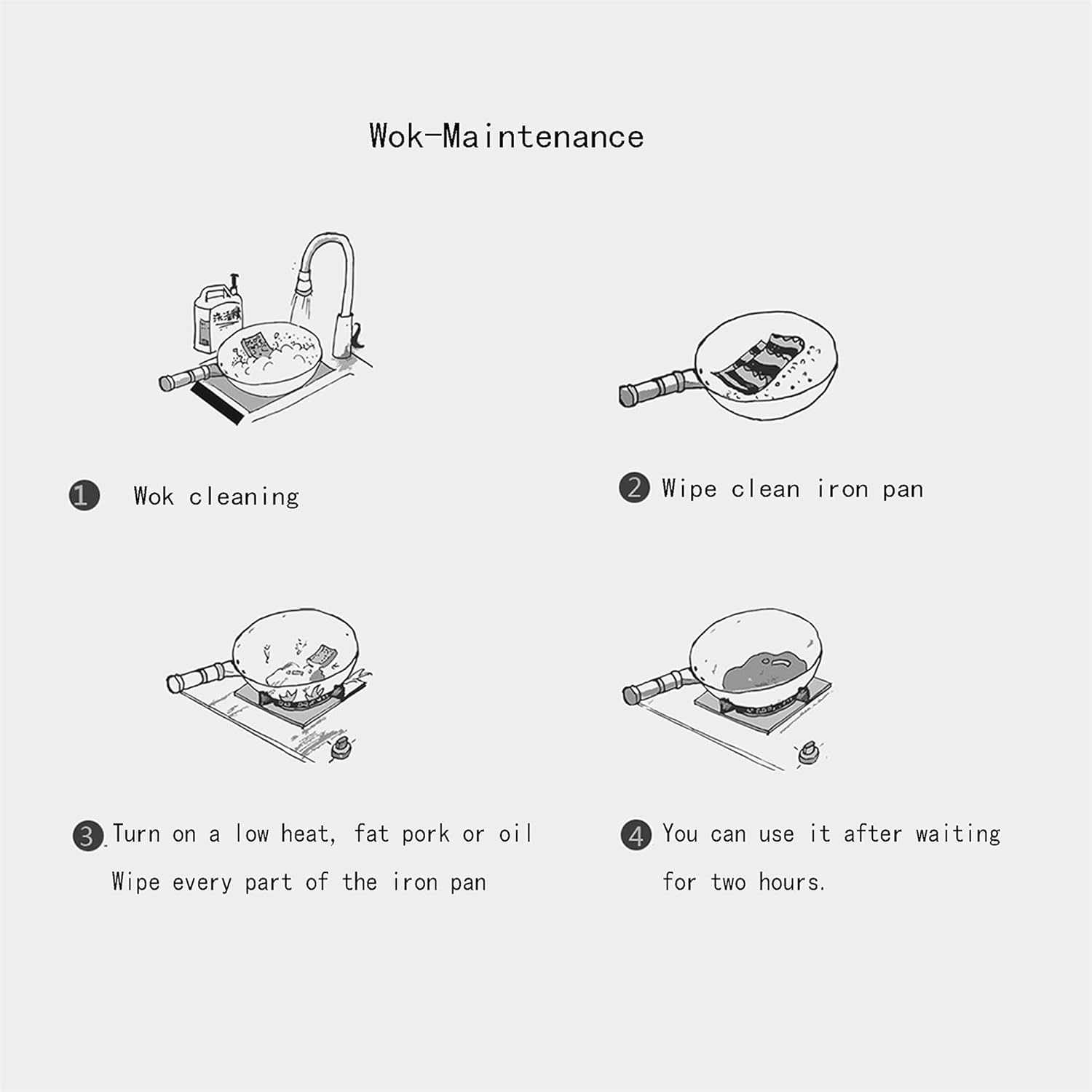 Authentic Chinese Wok Stir Fry Pan Pre-Seasoned Cast Iron Large Deep Wok with Two Integral Handles (Size : 65cm/25.6in)