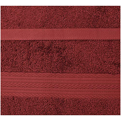 Image of Amazon Basics 6-Piece Fade-Resistant 100% Cotton Hand Towels for Bathroom, Soft Absorbent, 26 x 16 inches, Crimson