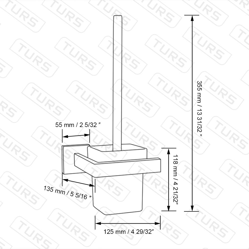 Turs baño WC Cepillo con Titular de Almacenamiento Organizador con Estilo Metal Cepillo Titular Sus 304 Acero Inoxidable Montaje en Pared, Negro Mate, A7009B