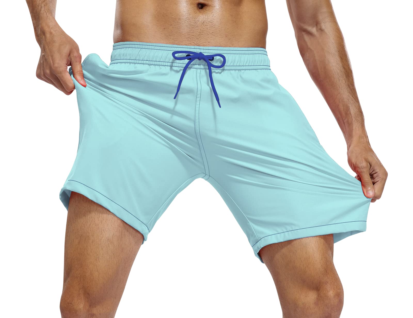 Men's Volley Board Shorts Lightweight Water Sports Drawstring Swim Shorts with Lining-image-41