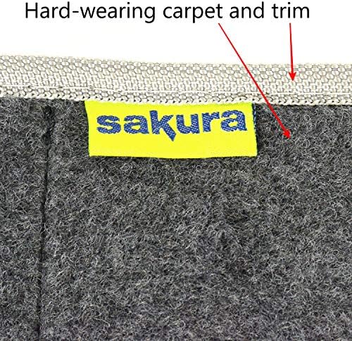 Sakura Duży organizer do bagażnika z klapką do samochodów i innych pojazdów SS5233  ciemnoszary materiał dywanowy, haczyk i pętelka, uchwyt do noszenia, 50 x 23 x 15 cm