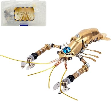 3D Metal Puzzles for Adults, Steampunk Metal Mechanical Lobster Puzzle Model Kit, Marine Creature Assembly Kit, DIY Model, Gifts & Desktop Decor for Hobbyists,100+PCS