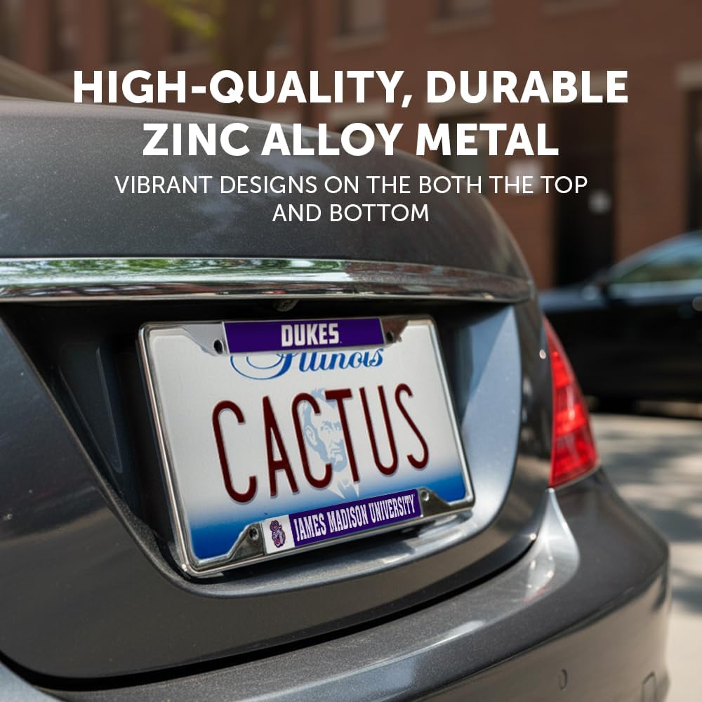 Desert Cactus James Madison University JMU Dukes Car Accessories Metal License Plate Frame and Tag Holder for Front or Rear of Car (Mascot)