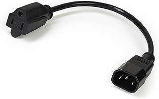 StarTech.com 1ft (0.3m) Power Extension Cord, IEC C14 to NEMA 5-15R, 10A 125V, 18AWG, 10 Pack, Computer Power Extension Cord, AC Outlet Extension Cable for Network Equipment, UL Listed (PAC10010PK)