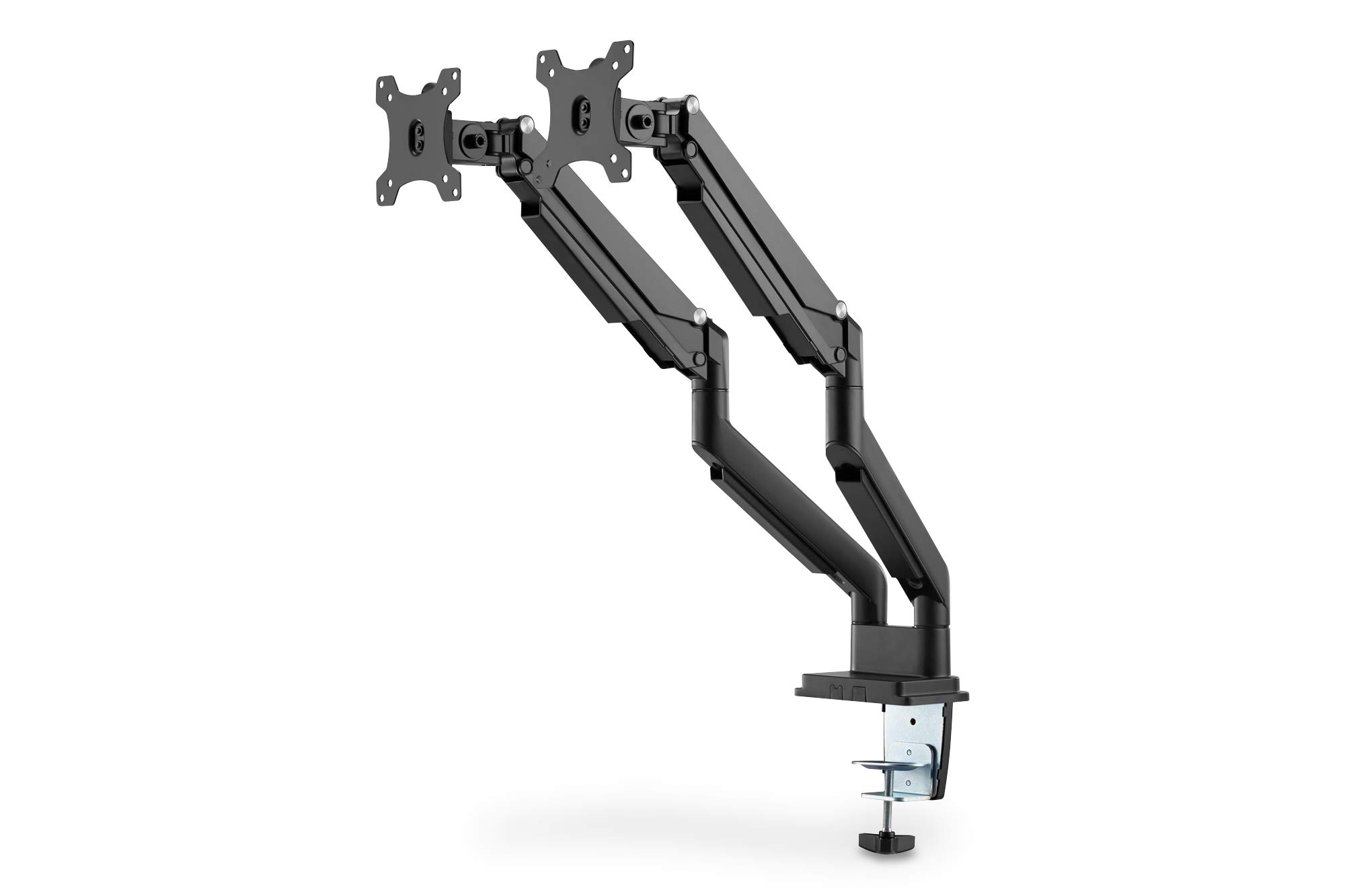 DIGITUS Universal Dual Monitorhalter mit Gasdruckfeder und Klemmbefestigung Schwarz