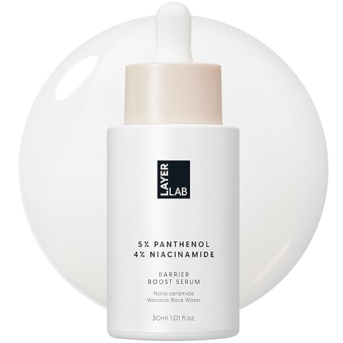 LAYERLAB Suero Barrier Boost con 5% de pantenol 4% niacinamida, cuidado de la piel coreano calmante para pieles sensibles, suero de pantenol de