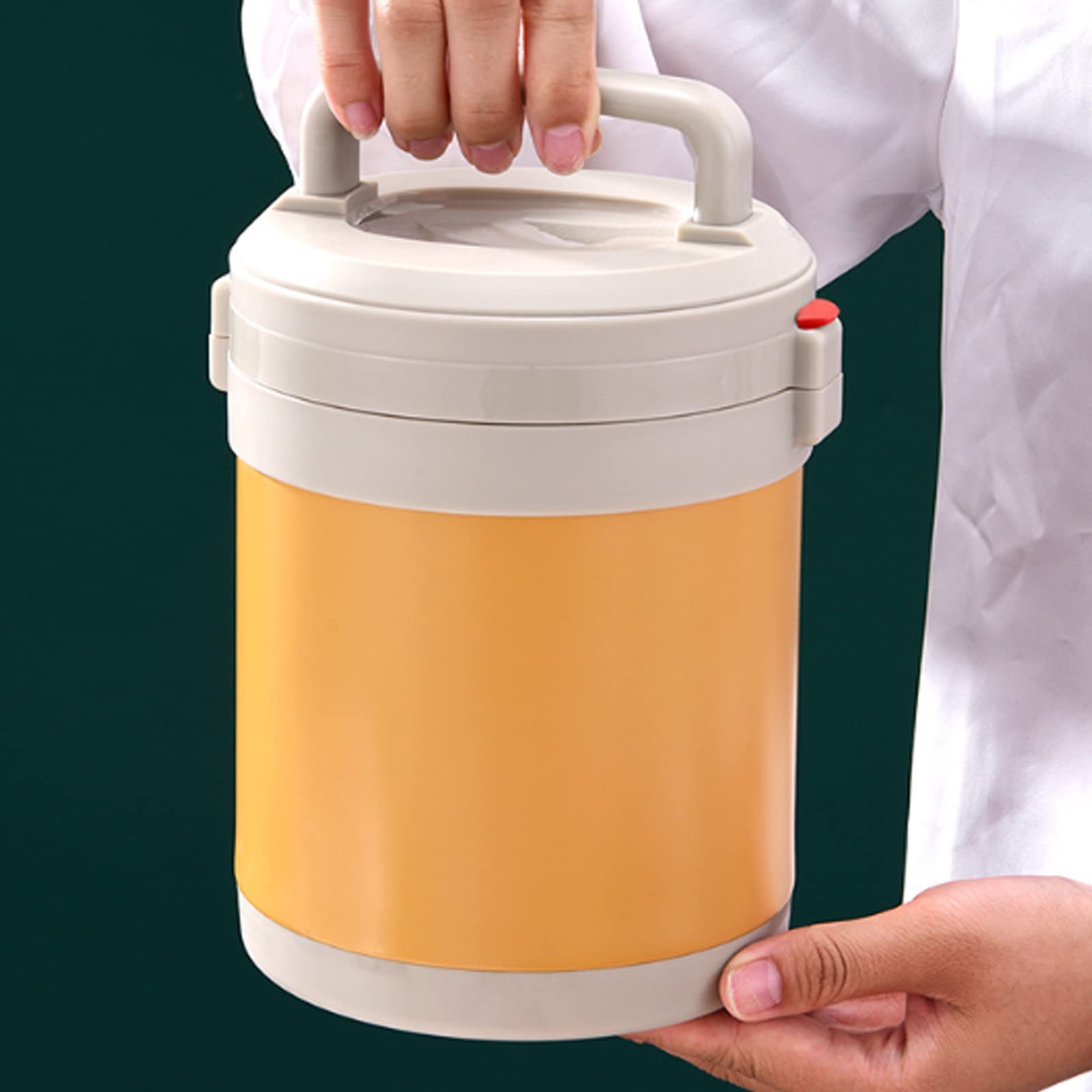 1,6 l Lebensmittel-Thermobehälter aus Edelstahl 304, dreilagig, tragbar, isoliert, für das Mittagessen von Studenten (Wachsgelb)