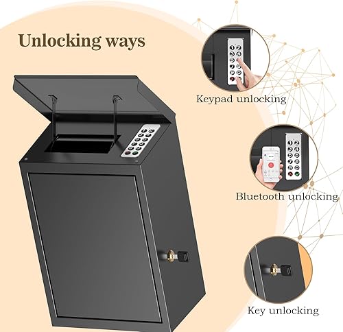 Miniatura 6 de WeHere Caja de llaves con cerradura inteligente para montaje en pared exterior, caja de devolución de llaves para automóvil, diseño antirrobo e