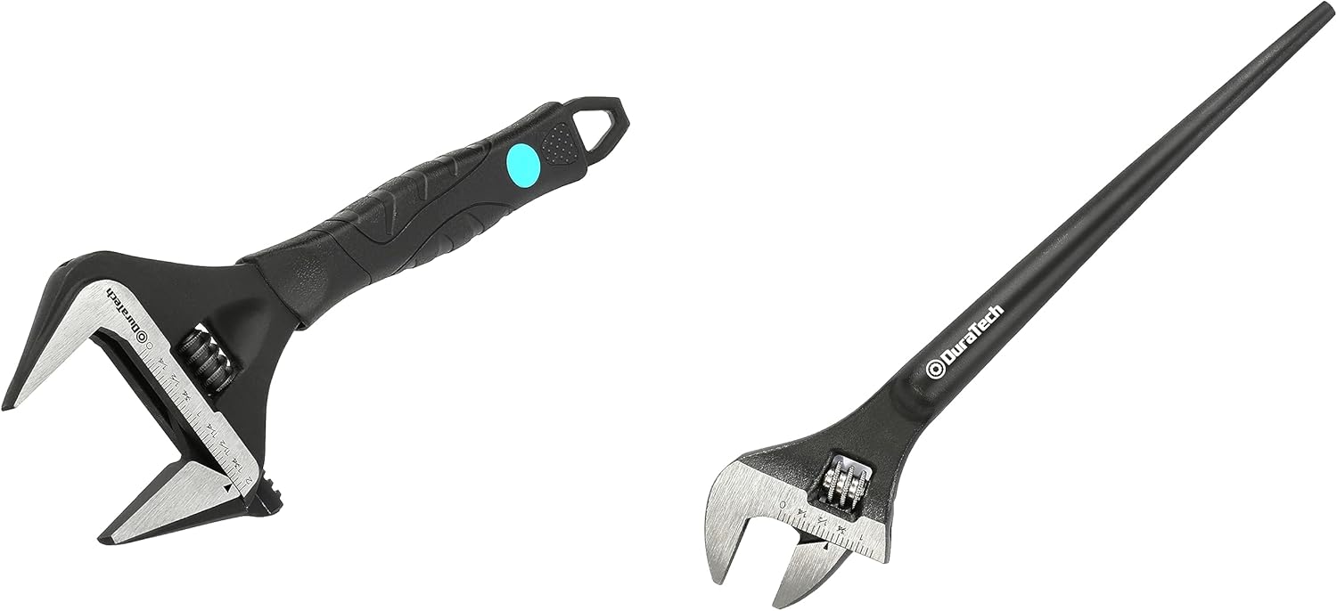 DURATECH 10-Inch Adjustable Wrench & 8-Inch Adjustable Construction Spud Wrench