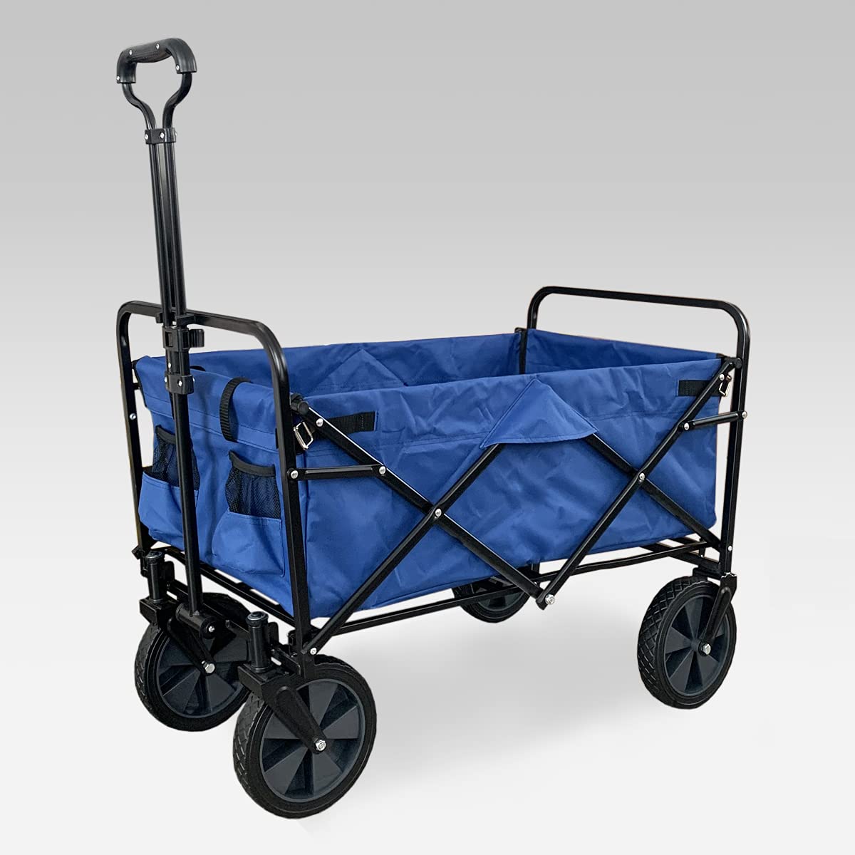 RoyalPolarFolding Wagon Cart Collapsible Outdoor Utility Wagon Garden Shopping Cart Beach Wagon with All-Terrain Wheels 600D Oxford (X-Large Blue)