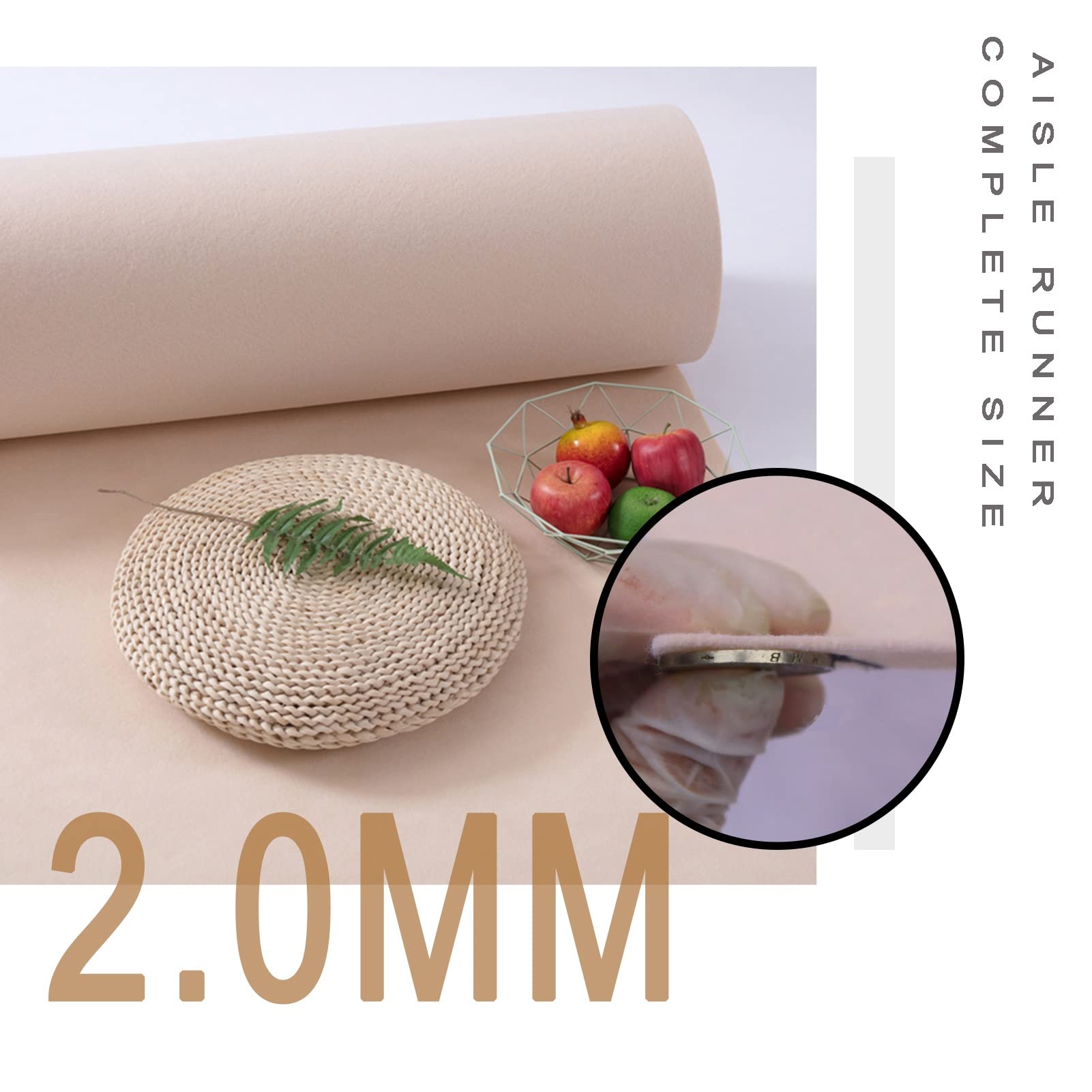Corridoio Corridoio Corridoio Tappeto Matrimonio Champagne Passerella Tappeto Tappeti Antiscivolo Evento Runner Rotolo per Natale Ringraziamento Apertura Celebrazione Evento, Spessore 2mm (Size : 1x1