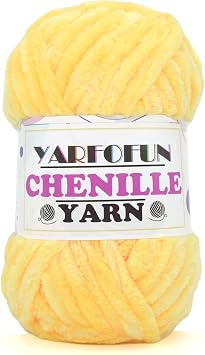 Velvet Chenille Yarn for Crocheting,Yellow Fluffy Velvet Plush Thick Soft Chunky Chenille Baby Blanket Yarn for Crocheting Knitting Beginners 100g/49.2ydYellow
