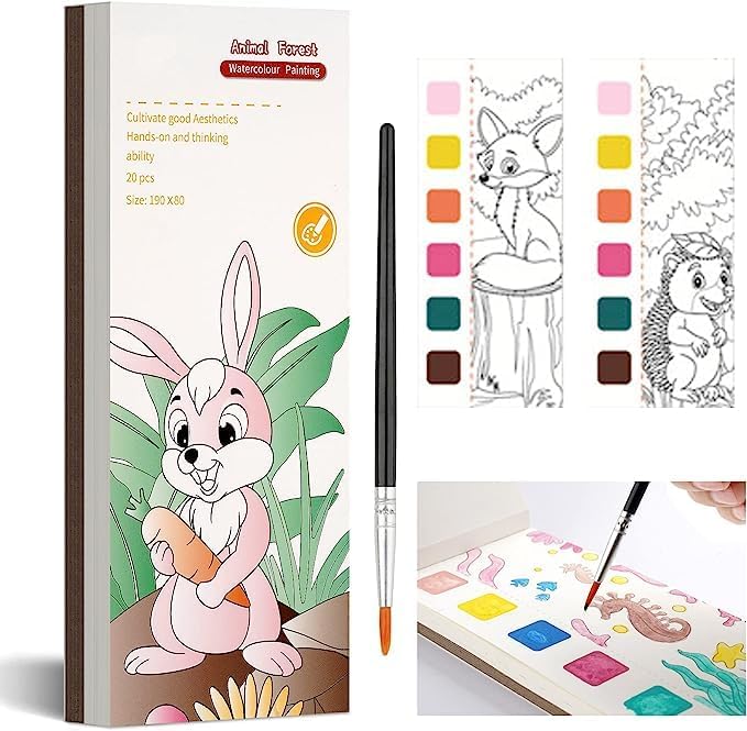 ARDAKI Colouring Books for Kids Water Color Painting Drawing Books with Brush Color and Drawing Books Educational Book for Early Learning Magic Book for Children Return Gift | 20 Sheet (1)