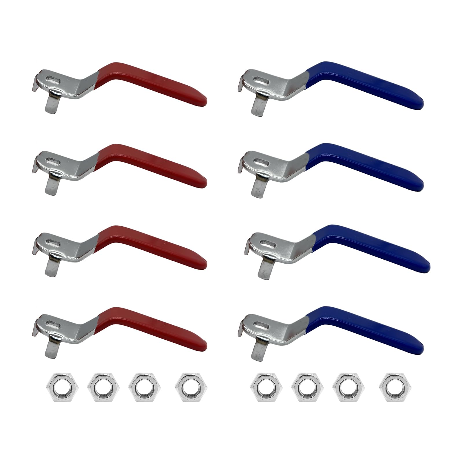 TTBellok 8 Pcs Iron Ball Valve Handle, Lever Handle for Replacement Quarter Turn Spigot with Hole Size 5 X 8 X 2 mm Blue and Red