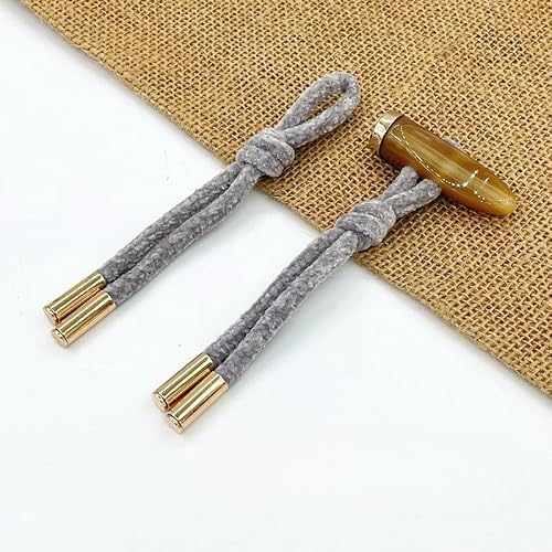 ZENZDS 2/4 Pair 23CM Grey/Brown Rope Braided Horn Toggle Buttons Rope Toggle Button Sew On Toggle Closure For Coat Windbreaker Jacket