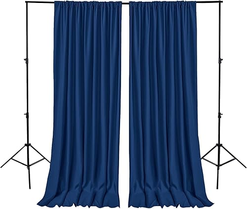 Hiasan Cortinas de fondo azul marino para fiestas, cortinas de fondo de fotografía de poliéster para reuniones familiares, decoraciones de boda, 5 x