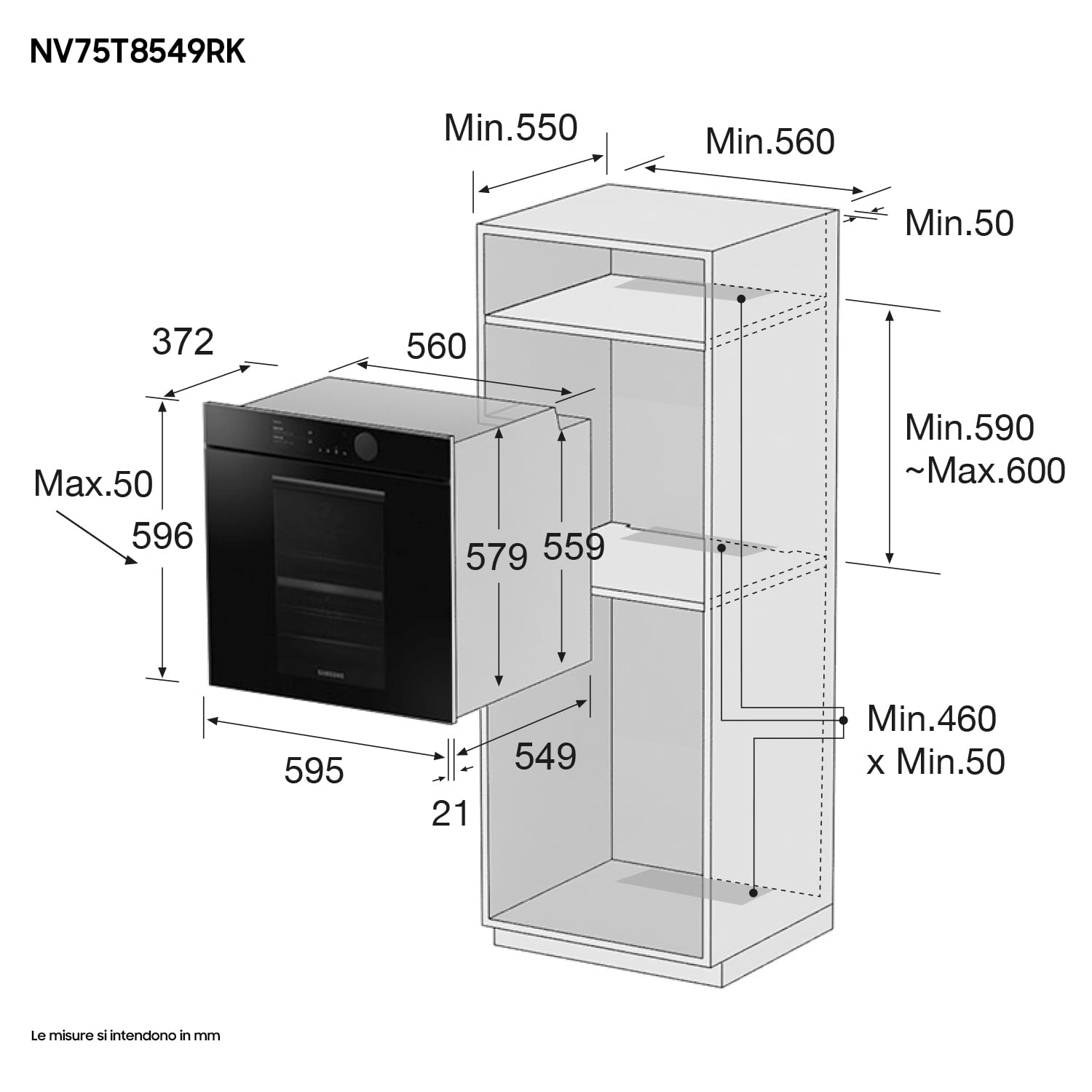 SAMSUNG NV75T8549RK FOUR ÉLECTRIQUE SMART 75L LIGNE INFINIE LCD TACTILE DOUBLE CUISSON GUIDE TÉLESCOPIQUE