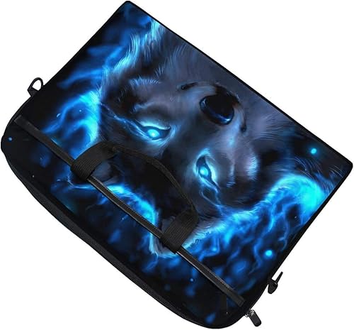 Miniatura 5 de ALAZA - Funda para portátil de 15 pulgadas con diseño de animal de lobo de medianoche, bolsa de hombro, maletín cruzado para mujeres, hombres, niñas