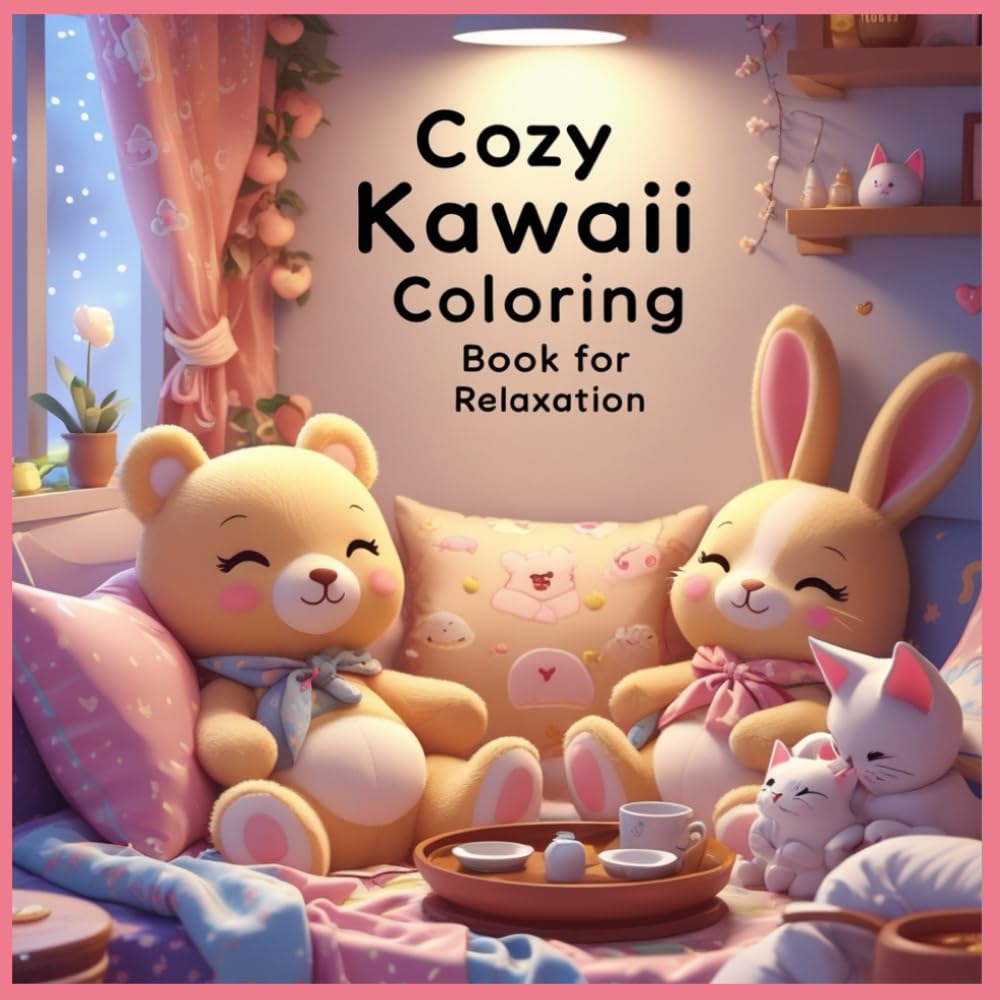 Cozy Kawaii Coloring Book for Relaxation: Cute and Comfy Home Animals Coloring Pages for Stress Relief, Fun and Creativity for Kids and Adults