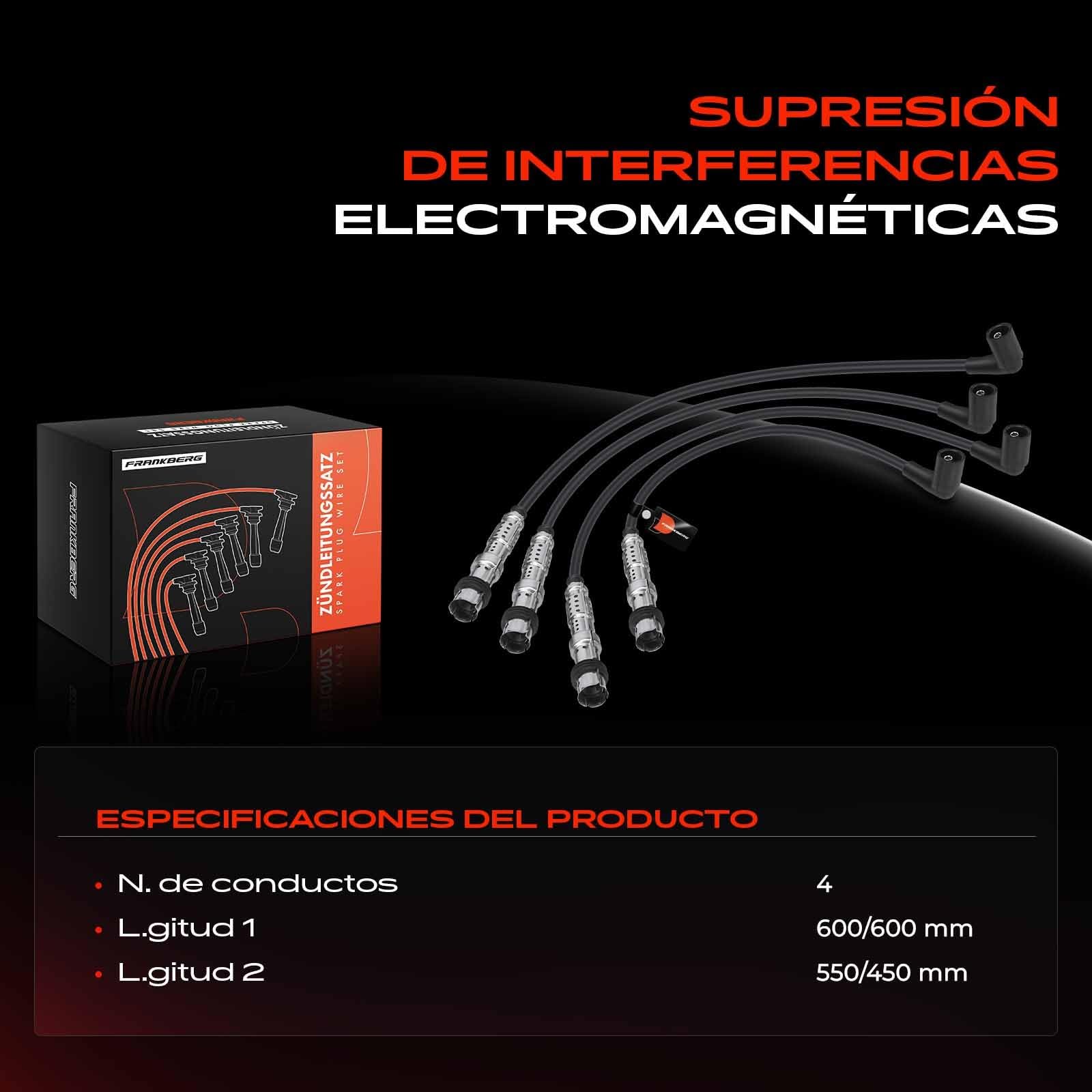 Frankberg 4x Juego de cables de encendido Gasolina Compatible con A1 A3 Altea Ibiza IV Leon Fabia II Rapid Yeti Beetle Golf VI Polo Replace# 03F905409A