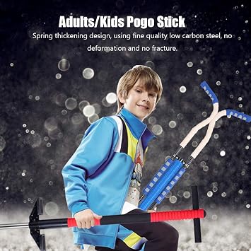 ZJchao Pogo Stick for Adults and Kids, Outdoor Exercise Toy with Easy Grip Handles and Anti-Slip Pegs, Black