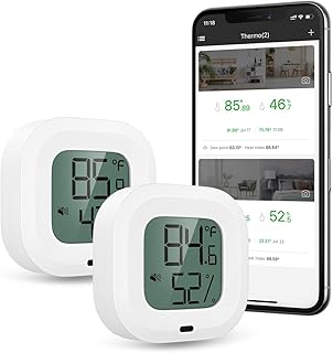 Brifit Bluetooth Thermometer Hygrometer, Thermo-Hygrometer mit App für IOS/Andiord, Innen Thermometer mit Daten Export, Alarm-Funktion, für Haus, Wein, Gewächshaus (2 Stück)