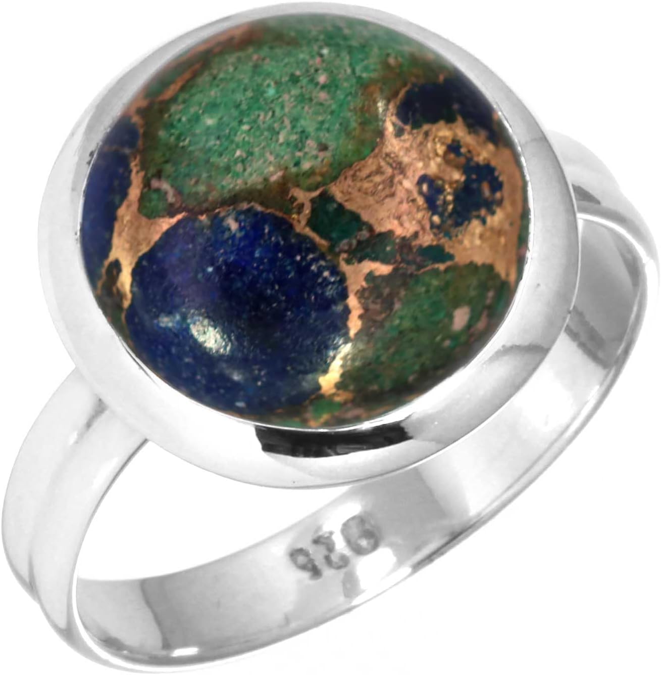 Agate Lapis Lazuli Crystal Tiger Eye Round Handmade Ring Solid .925 Sterling Silver Bohemian Chunky Natural Gemstone Jewelry Women