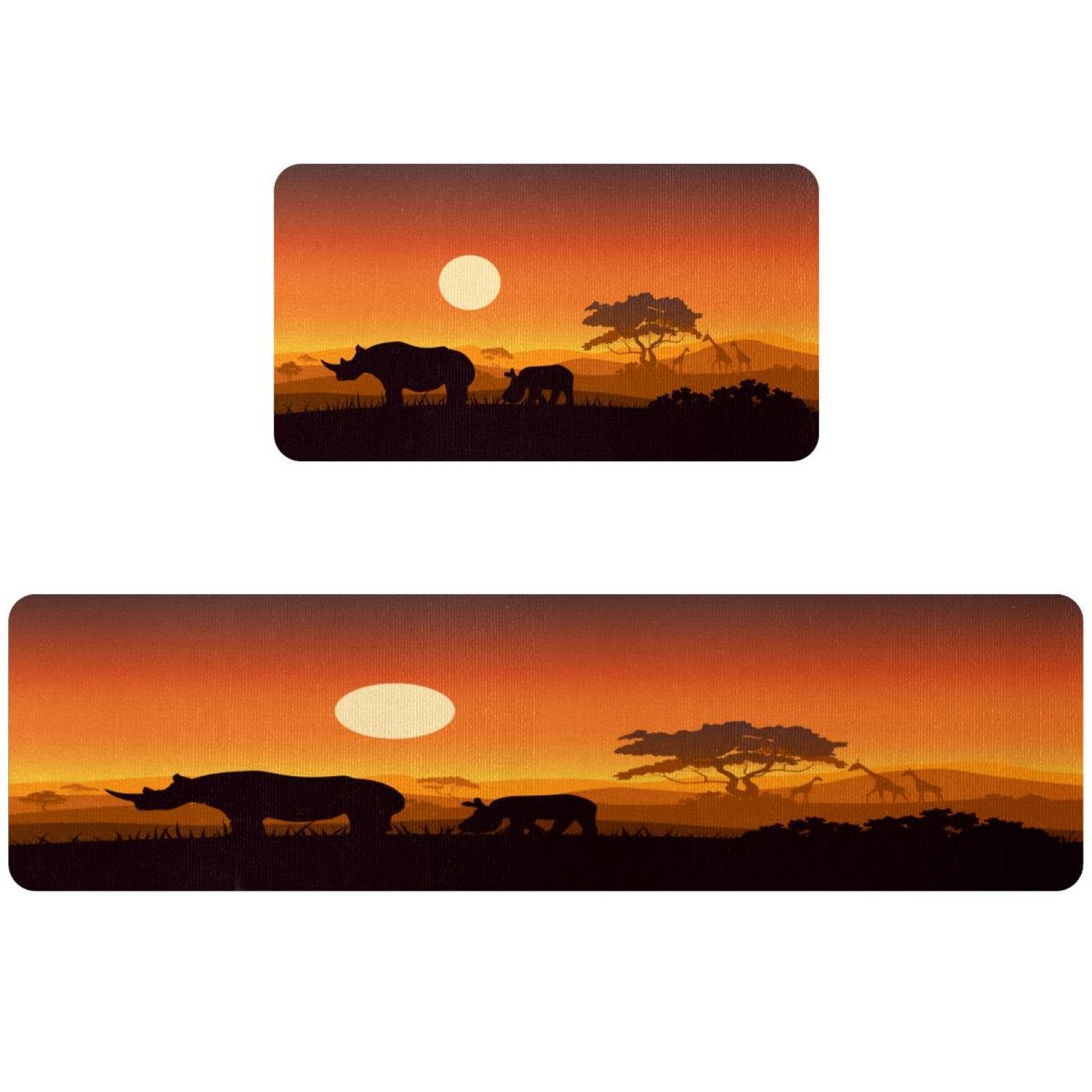 Tapis de cuisine lavable rhinocéros contre les sols glissants