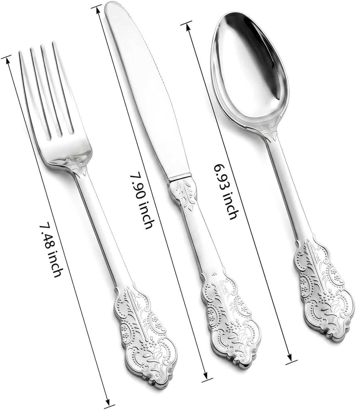 BUCLA 600PCS Silver Plastic Silverware - Heavy Duty Disposable Plastic Cutlery - Include 200 Forks, 200 Spoons, 200 Knives in Silver for Parties, Weddings & Christmas image 5