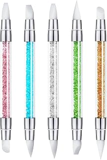 Nail Art Sculpture Pen, 5Pcs Dual Tipped Silicone Nail Tools for Resin, Silicone Brushes, Acrylic Pen, Nail Art Brushes, Nail Foil Carving Drawing Effect Shaping Drawing