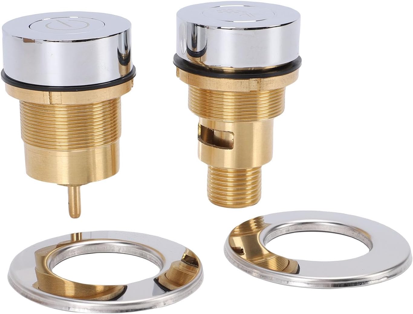 Copper Push Air Switch Button, Pneumatic Control Bath Tub Spa On Off Switch with Metallic Finish, for Bathtub Garbage Disposal and Massage Systems