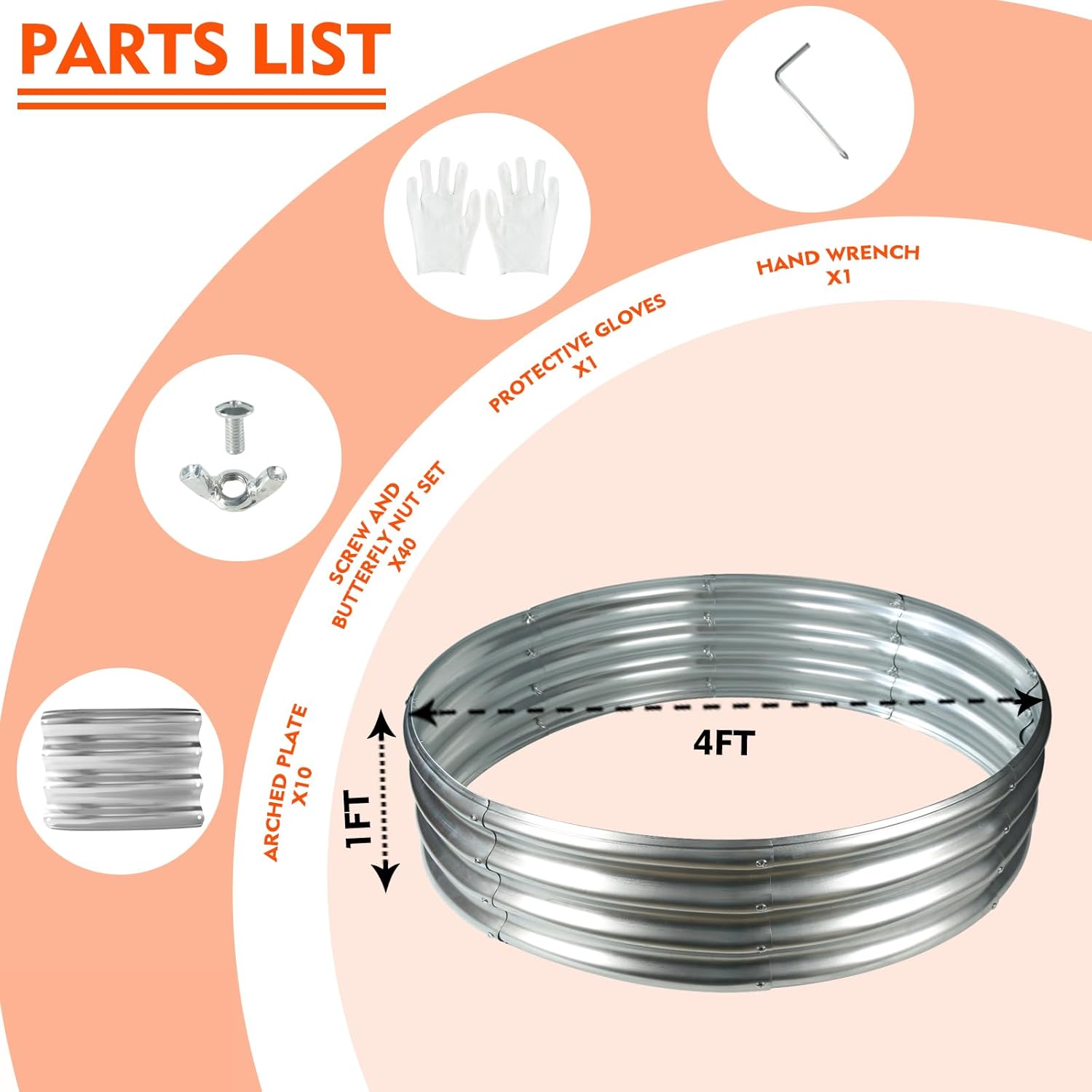 YSEJOMP 48 Inch Round Galvanized Fire Pit Ring/Fire Ring - Foldable and Perfect for Outdoor Gatherings and Campfires in The Yard/Garden/Park/Beach (4 FT Diameter, Silver)