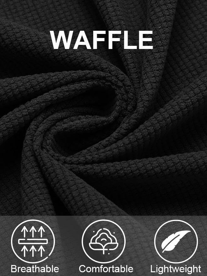 COOFANDY Men's Button Down Waffle Shirt Jacket Casual Long Sleeve Shacket Lightweight Overshirts with Flap Pockets - Image 4