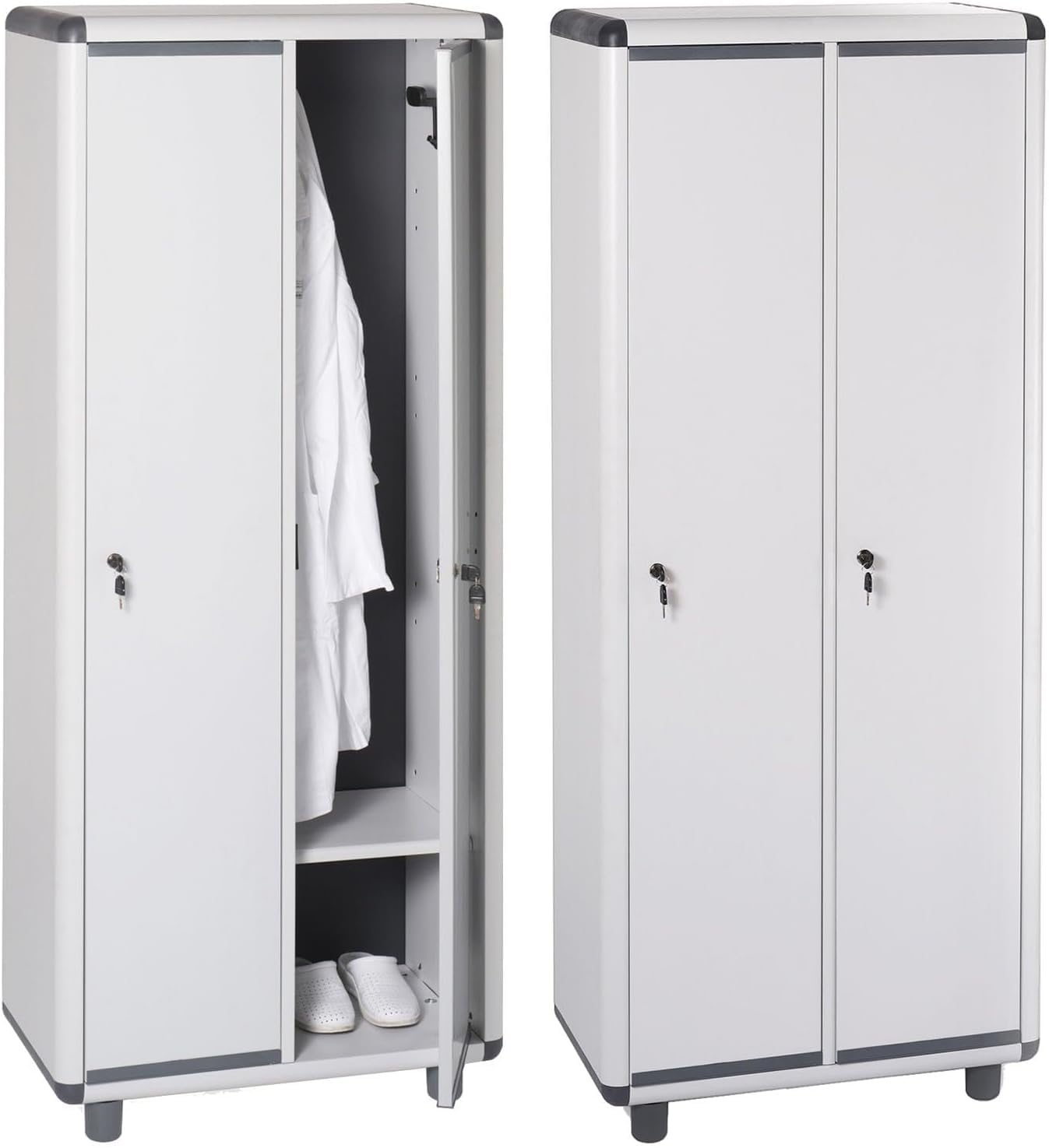 Rocard ® | Armadietto Armadio da Spogliatoio | Mobile Mobiletto | 2 Ante |Chiusura Ante con Chiusura a Chiave | 4 Ripiani Totali | Misure :39cm Profondità x 72 cmLarghezza x 175 cm Altezza