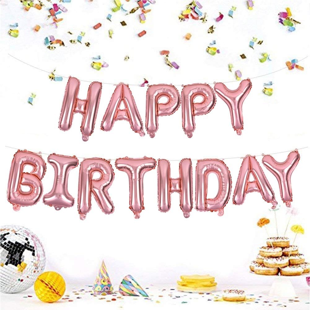 TONIFUL 16 Inch Letter Balloons Rose Gold Happy Birthday Banner - Image 4