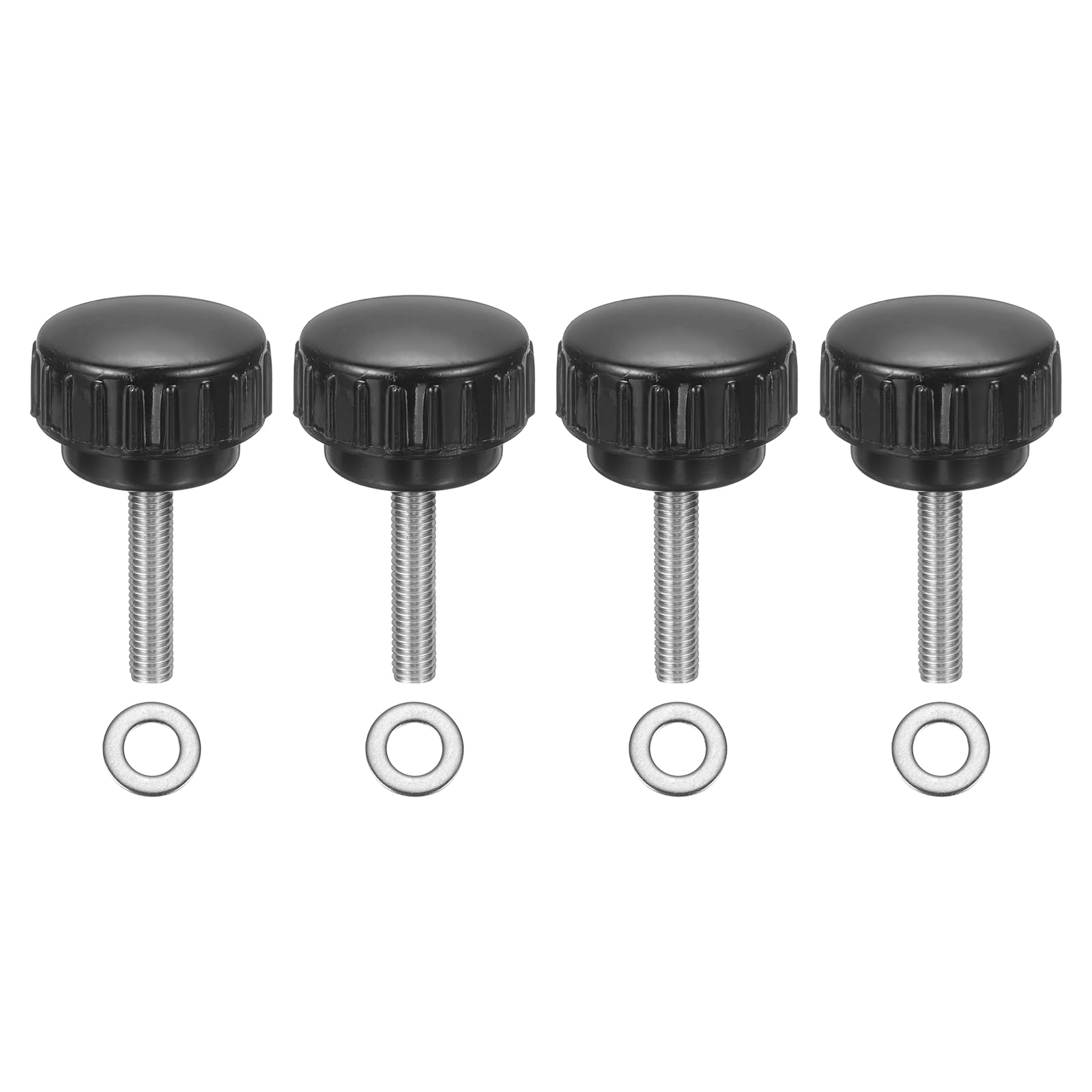 sourcing map 4Pcs Knurled Clamping Knobs, M5 x 25mm Metric 304 Stainless Steel Male Thread Thumb Screws 25mm Width Knurled Handle Bolts Grip with Washers for Machine Umbrella Base Replacement