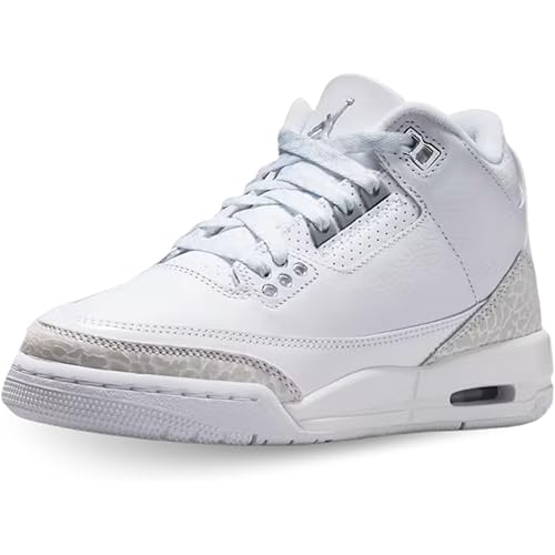 Air Jordan 3 Retro Big Kids' Shoes White/Metallic Silver-White