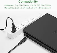 Vista 5 de Cable de alimentación de CA compatible con Sony PS3 PS4 PS5 PSP PSV, Playstation 3 4 Slim, Microsoft Xbox One S Xbox Series S Xbox One X Xbox Series