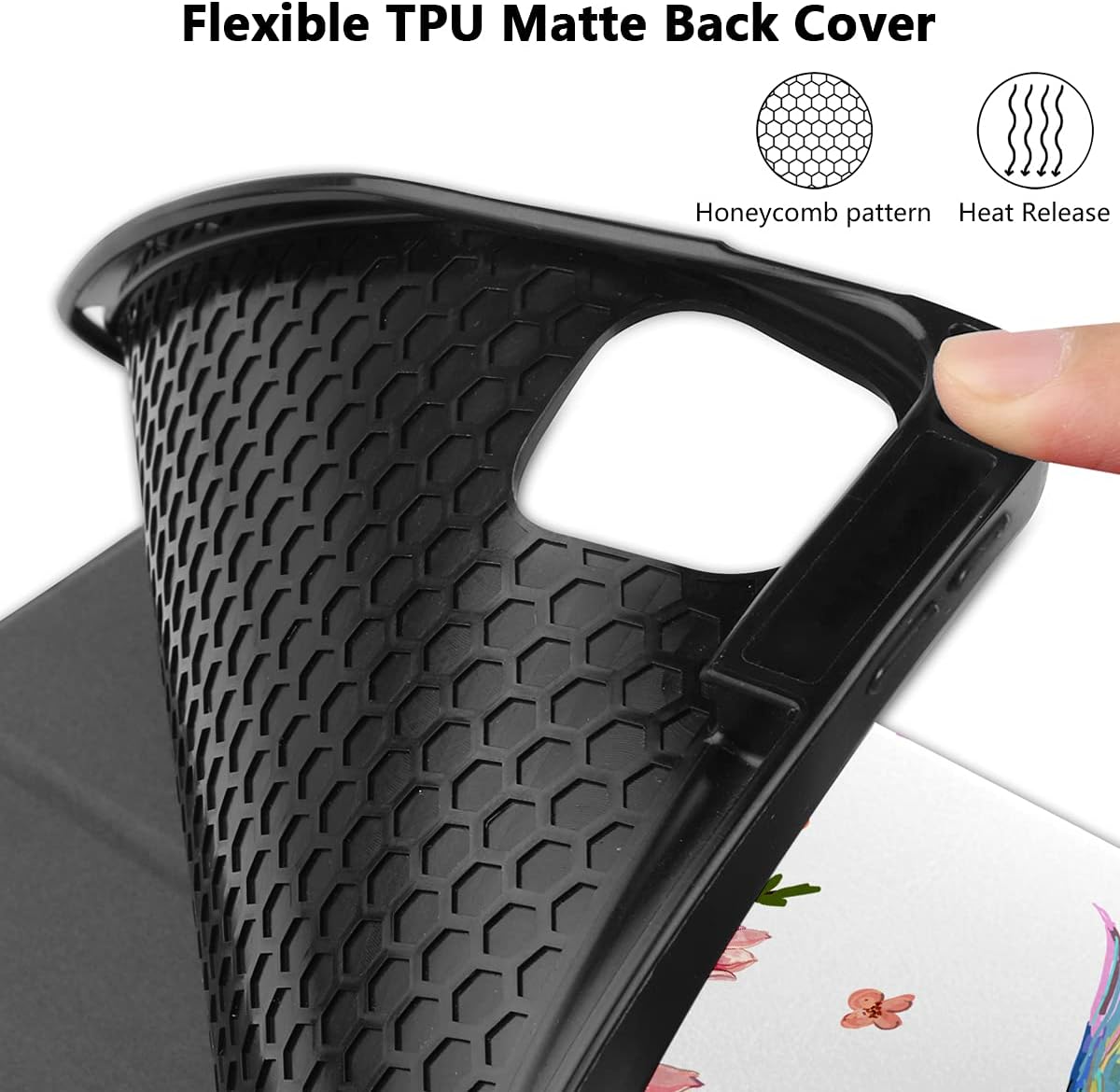 MEEgoodo for iPad Pro M2 12.9 Case 6th/5th/4th/3rd Generation 2022 2021 2020 2018 with Pencil Holder, Tablet Cover with Soft TPU Back Shell, Birds & Flowers - Image 9