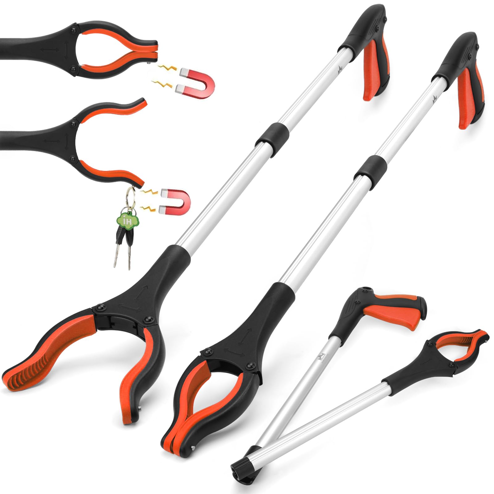 Greifzange für ältere Menschen, 81,3 cm lang, Greifwerkzeug mit magnetischer Spitze, Greifer für ältere Menschen, Greifer für Müllsammler, Greifer oben, Streu Greifwerkzeug, Klauengreifer Stick