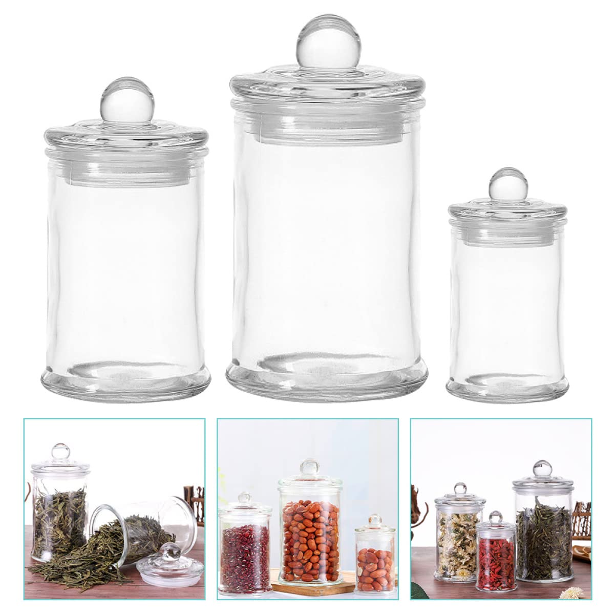Amazon｜食品保存瓶ガラス: 3 個の気密食品保存容器、気密蓋付き
