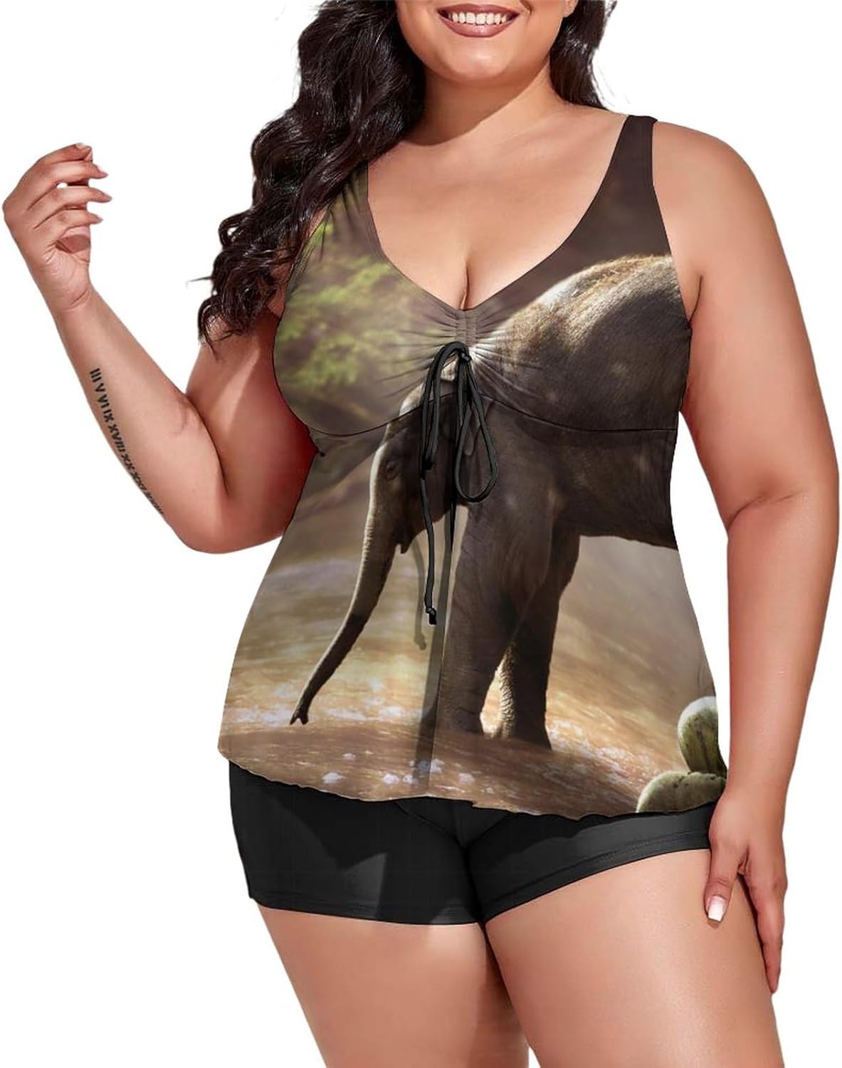 Women Plus Size Tankini Swimsuits with Boyshort Grand Canyon Women's 2 Pieces Bathing Suits Swimwear Tummy Control