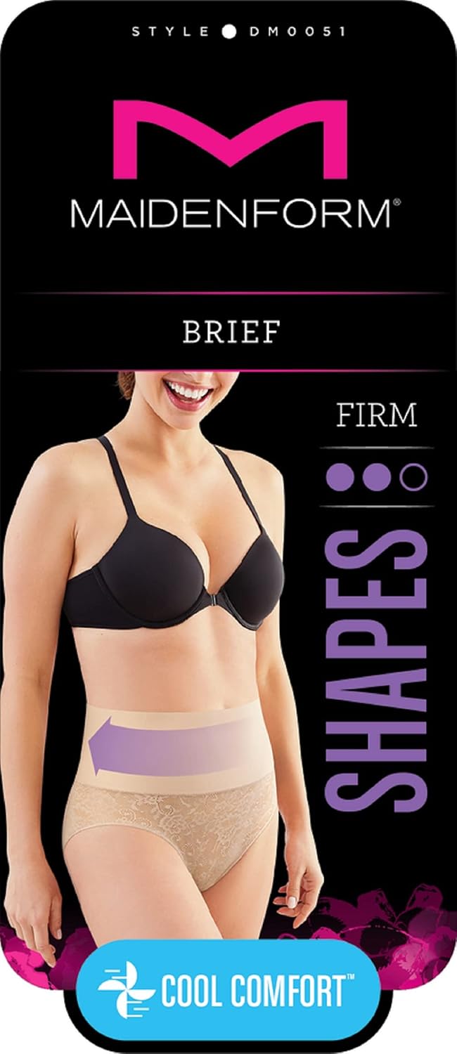 Maidenform Women's Tame Your Tummy Shaping Lace Brief with Cool Comfort DM0051 at  Women’s Clothing store