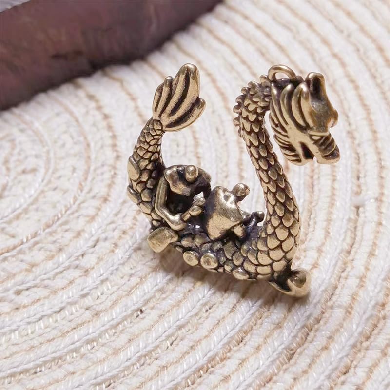 4Pcs Creative Gift Brass Solid Dragon Boat Dragon Boat Retro Keychain Case Bag Pendant Accessories image 5