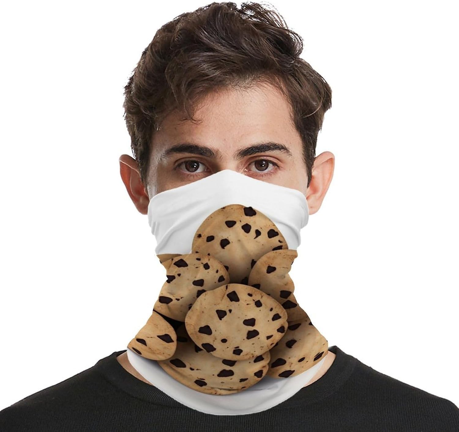 Cookies Food Chocolate Chip Biscuits Winter Neck Gaiter Windproof Face Cover Scarf Stylish Warmer Bandana Cloth Soft Face Mask for Men Women Sun Cooling Scarf for Skiing Hiking Cycling