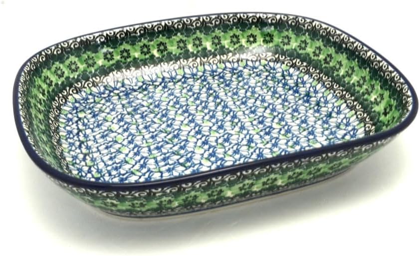 Polish Pottery Baker - Shallow Rectangular - Medium - Kiwi