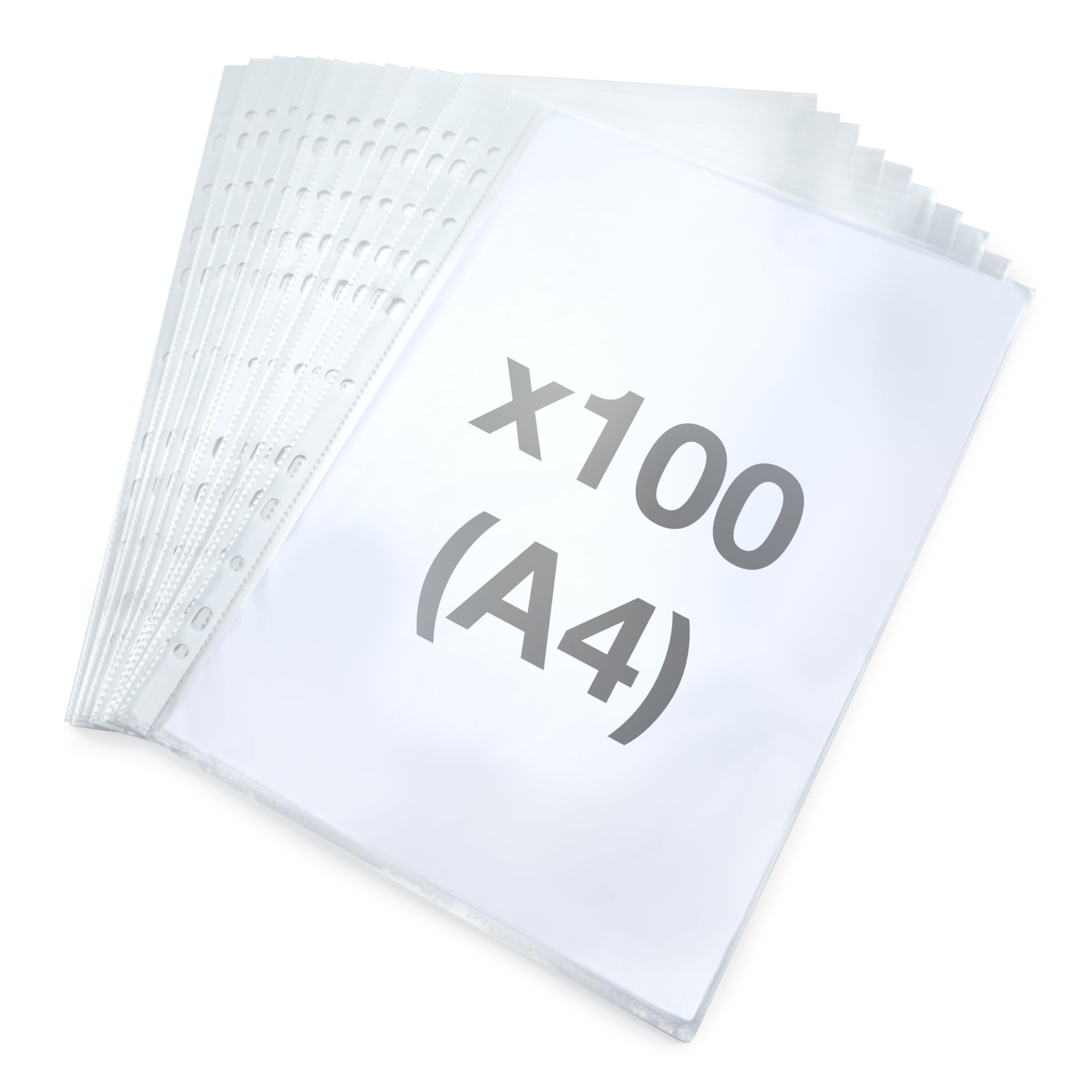 Rapesco 1830 ECO Punched Poly Pockets, A4, Clear Transparent, Pack of 100