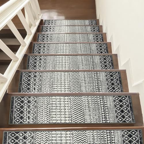 Lahome Peldaños de madera para de madera paquete de 15 alfombras de 8 x 30 pulgadas antideslizantes