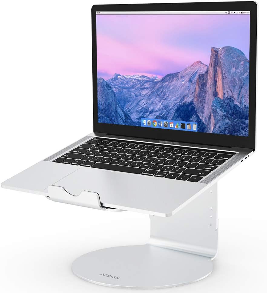 BESIGN LS08 Aluminum Laptop Stand, Ergonomic Adjustable Notebook Stand, Riser Holder Computer Stand Compatible with Air, Pro, Dell, HP, Lenovo More 10-15.6" Laptops, Silver